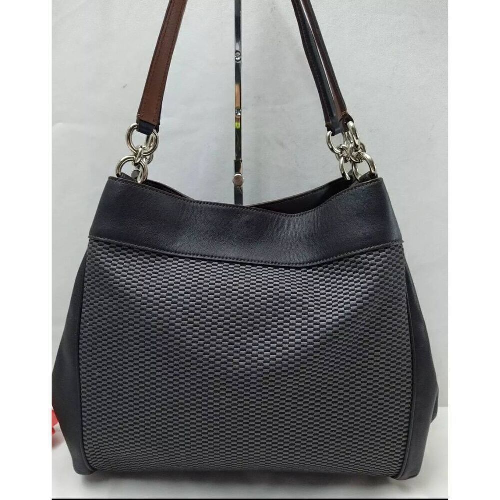 Coach Legacy Jacquard Lexy Black Canvas 3 Compartments Shoulder Bag - Picture 2 of 10